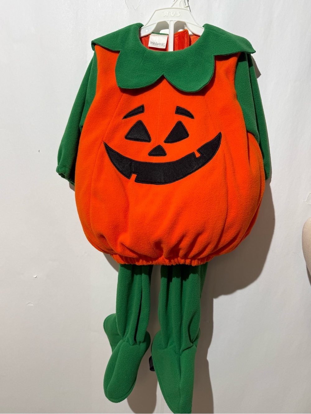 Miniwear 3 piece fleece Pumpkin Costume Orange & Green Jack-O'-Lantern 24 months